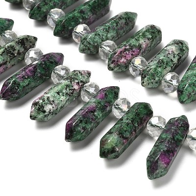 Natural Ruby in Zoisite Double Terminated Point Beads Strands G-H069-A08-01-1