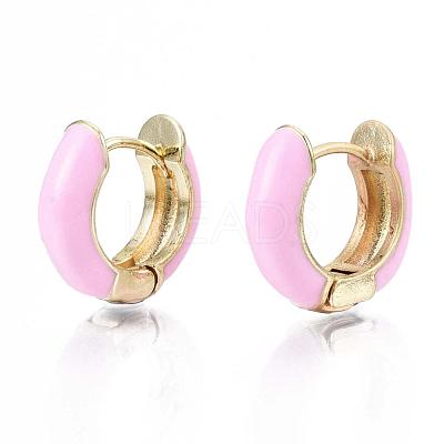 Brass Huggie Hoop Earrings EJEW-S209-01E-1