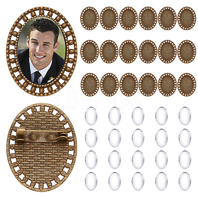 20Pcs Vintage Alloy Brooch Cabochon Bezel Settings FIND-ME0004-31-1