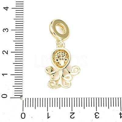 Brass Micro Pave Clear Cubic Zirconia Sea Animal European Dangle Charms KK-B159-04G-01-1