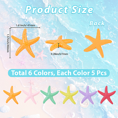 30Pcs 6 Colors Opaque Resin Cabochons AJEW-GF0013-81-1