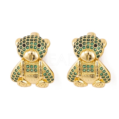 Brass Micro Pave Cubic Zirconia Earrings EJEW-E309-06G-1