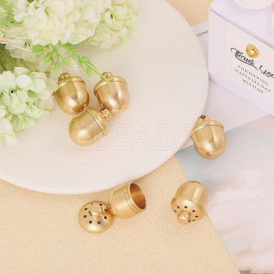 Openable Brass Acorn Urn Ashes Pendants KK-WH0001-25-1