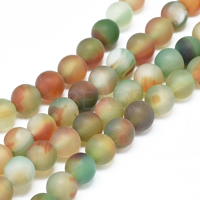 Natural Peacock Agate Beads Strands G-D0005-25-6mm-1