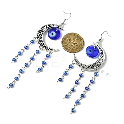 Tibetan Style Alloy Crescent Moon Chandelier Earrings EJEW-JE05515-1