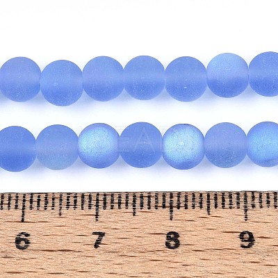 Frosted Transparent Glass Beads Strands GLAA-T032-T6mm-MBB04-1