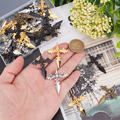 40Pcs 4 Styles Alloy Pendants FIND-AR0004-12-1