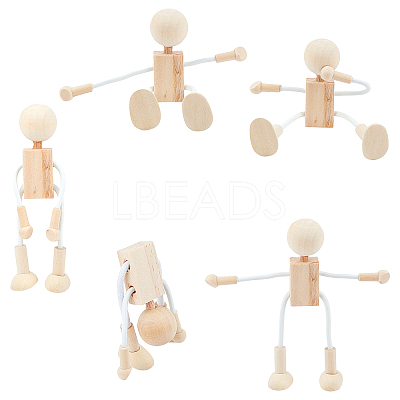 Unfinished Blank Wooden Robot Toys DIY-WH0097-05-1