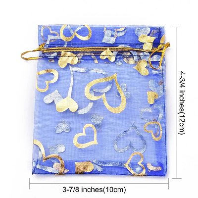 Heart Printed Organza Bags OP-R022-10x12-M-1