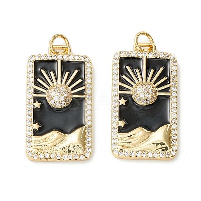 Rack Plating Brass Micro Pave Clear Cubic Zirconia Pendants X-KK-D073-24G-01-1