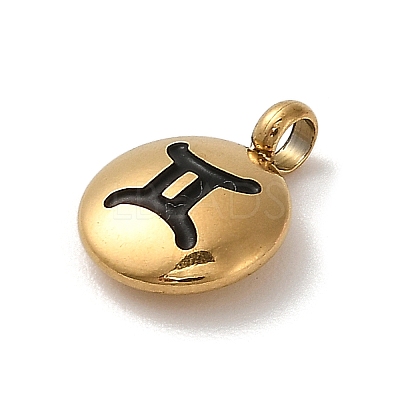 304 Stainless Steel Black Enamel Charms STAS-R009-02G-09-1