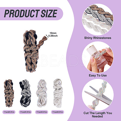 4 Yards 4 Colors Rhinestone Ribbon OCOR-TA0003-12-1