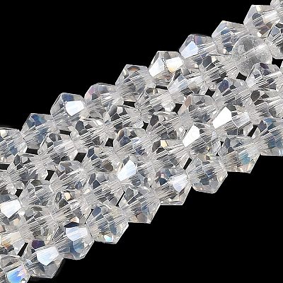 Transparent Electroplate Glass Beads Strands EGLA-A039-T6mm-B13-1