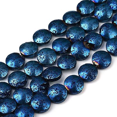 Electroplated Natural Lava Rock Beads Strands G-K388-01A-1