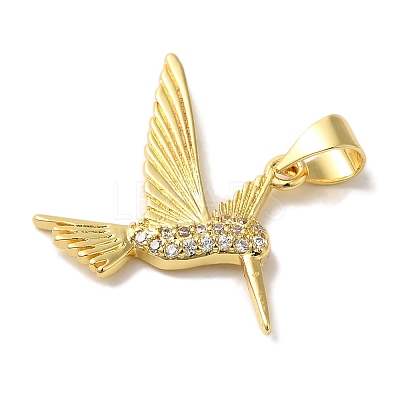 Rack Plating Brass Micro Pave Cubic Zirconia Pendants KK-U027-29G-1