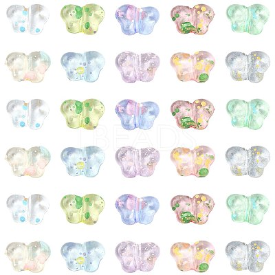 300Pcs 10 Colors Spray Painted Transparent Acrylic Beads OACR-FS0002-62-1