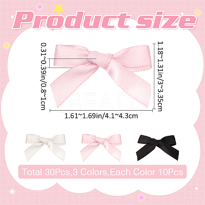 30Pcs 3 Colors Bowknot Polyester Alligator Hair Clips AJEW-CP0008-38-1