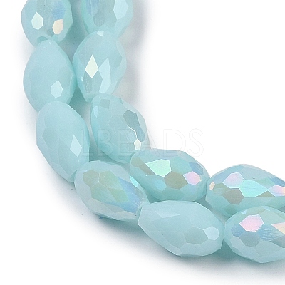 Opaque Solid Color Electroplate Glass Beads Strands EGLA-N013-P6mm-B11-1