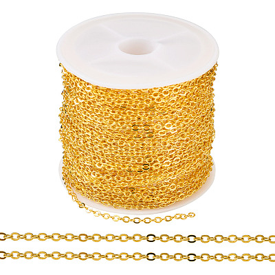 Brass Coated Iron Flat Cable Chains CH-TAC0007-02G-1