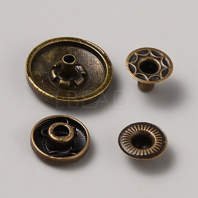 4Pcs Alloy Snap Button BUTT-WH0036-01J-AB-1