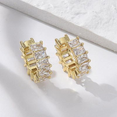 Cubic Zirconia Tennis Cuff Earrings EJEW-K093-09G-05-1