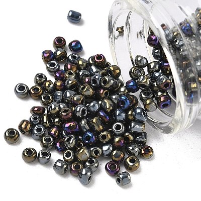 6/0 Electroplated Metallic Colours Round Glass Seed Beads X-SEED-A009-4mm-602-1