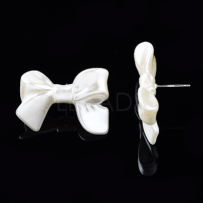 Spray Painted CCB Plastic Bowknot Stud Earring Findings CCB-Q091-07A-1