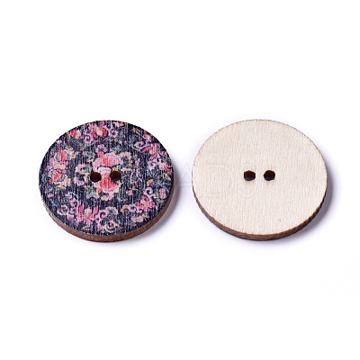 Printed Poplar Wood Buttons WOOD-D021-01C-1