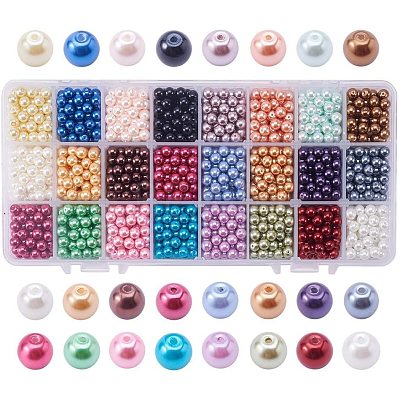 Eco-Friendly Dyed Glass Pearl Round Beads HY-PH0011-02-6mm-1