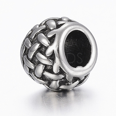 304 Stainless Steel Basket Weave Pattern Beads LS-STAS-G153-49AS-1