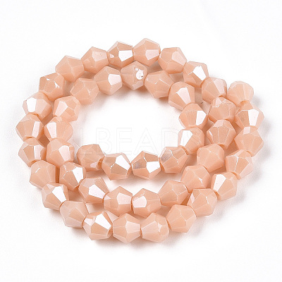 Opaque Solid Color Electroplate Glass Beads Strands EGLA-A039-P6mm-A06-1