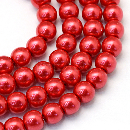 Baking Paint Pearlized Glass Pearl Round Bead Strands X-HY-Q003-10mm-74-1