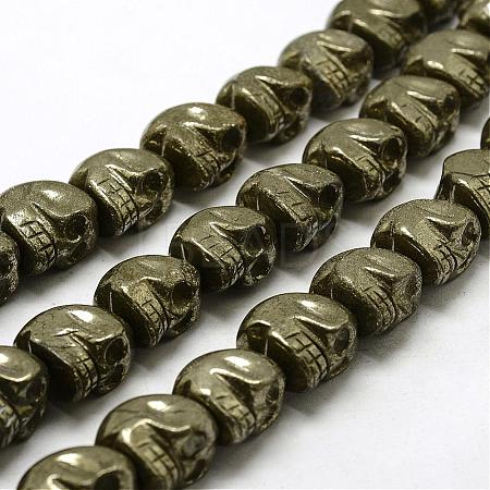Electroplated Natural Pyrite Beads Strands G-N0258-L-01-1