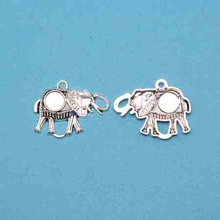 Tibetan Style Alloy Pendant Cabochon Settings PALLOY-WH0096-06-1