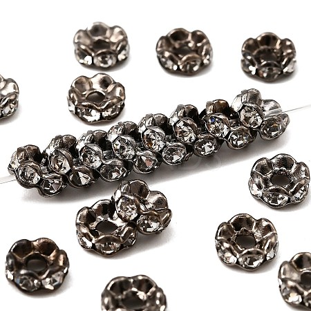 Brass Rhinestone Spacer Beads RB-A014-L6mm-01B-1