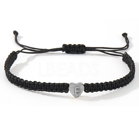 304 Stainless Steel Heart with Letter Bead Braided Bead Bracelets OO6447-34-1