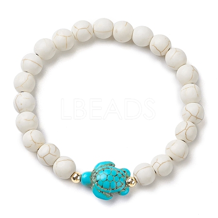 Round Synthetic Howlite Beaded Stretch Bracelets BJEW-JB10269-03-1