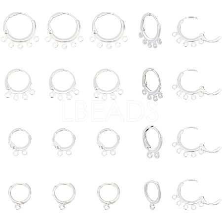 SUPERFINDINGS 40Pcs 4 Style Rack Plating Eco-friendly Brass Huggie Hoop Earring Findings KK-FH0003-98-1