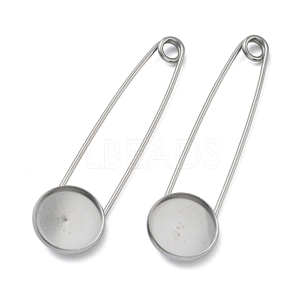304 Stainless Steel Safety Pin Brooch Base Settings STAS-A142-02A-P-1