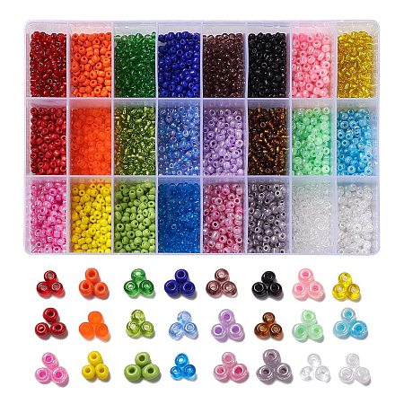 24 Colors 8/0 Glass Seed Beads SEED-X0052-02-3mm-1