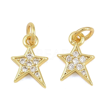 Brass Micro Pave Clear Cubic Zirconia Charms X-KK-D218-23G-02-1