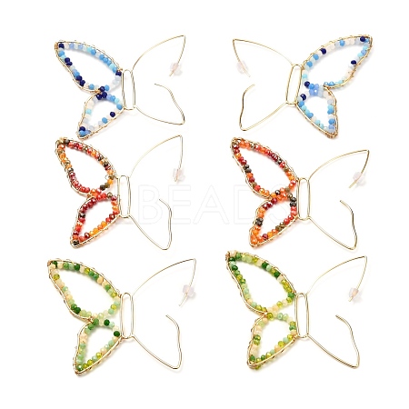 Butterfly Glass Beads Dangle Earrings for Girl Women EJEW-JE04657-1