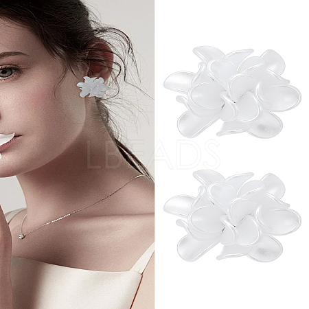 1Pair Flower Acrylic Stud Earrings EJEW-LP0008-005A-1