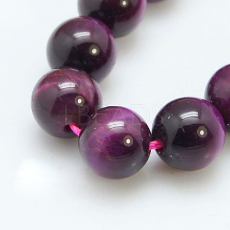Natural Magenta Tiger Eye Beads Strands G-C076-10mm-1C-1