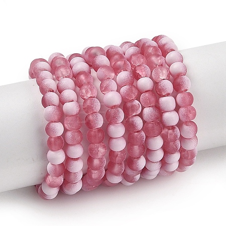 Frosted Crackle Glass Beads Strands GLAA-U001-4mm-M13-1