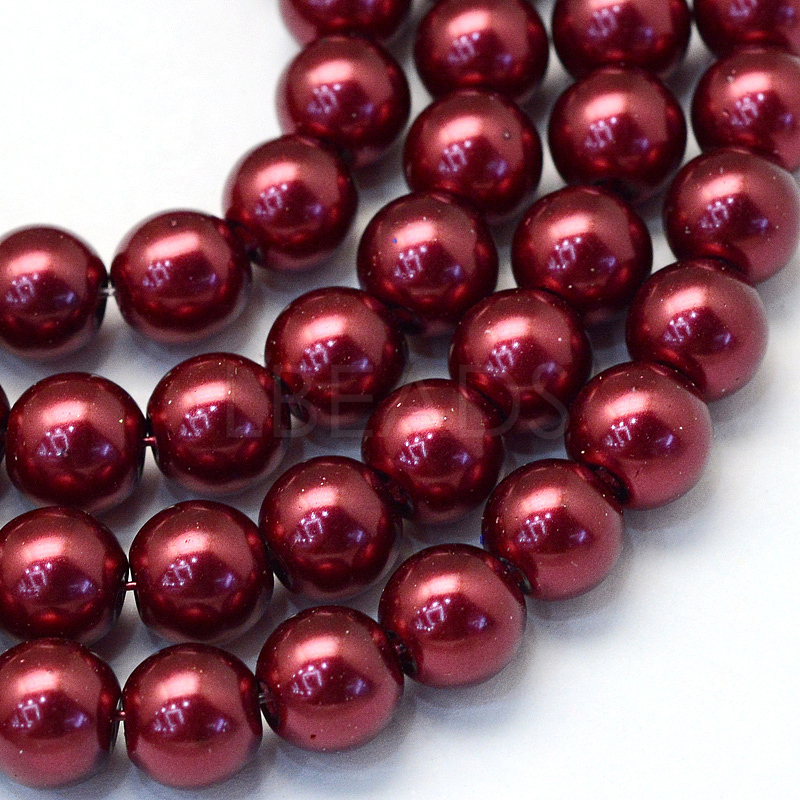 Baking Painted Pearlized Glass Pearl Round Bead Strands - Lbeads.com