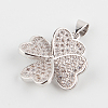 Clover Brass Micro Pave Cubic Zirconia Pendants ZIRC-P002-33P-1