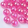 AB Color Transparent Crackle Round Acrylic Beads CACR-S006-06-1