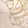 Summer 304 Stainless Steel Crystal Rhinestone Star Link Hand Chain Ring Bracelets for Women SA-CBAAE04-02G-2