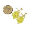Christmas Bell Brass Dangle Stud Earrings EJEW-MZ00495-03-4
